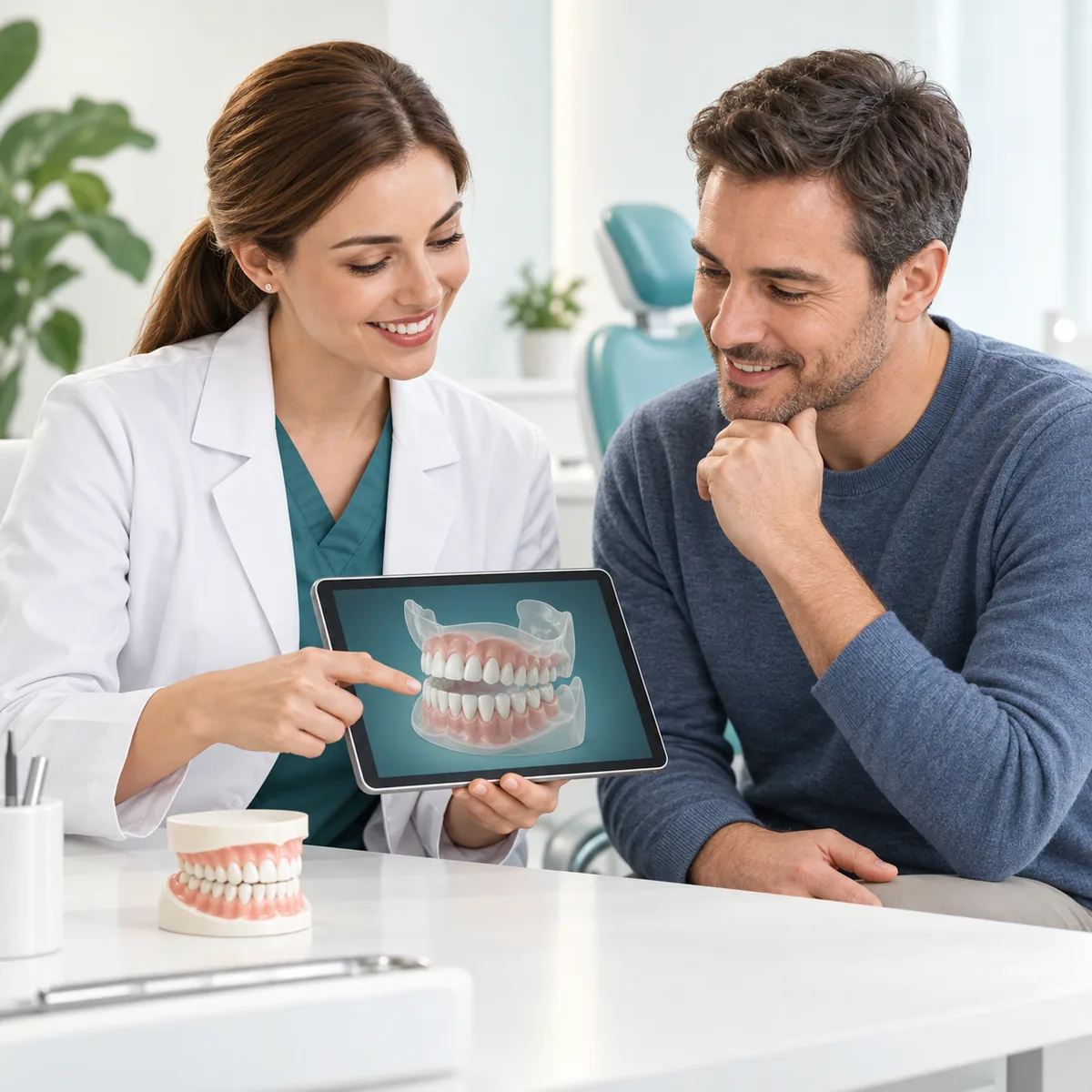 Dentist discussing a digital treatment plan with a patient